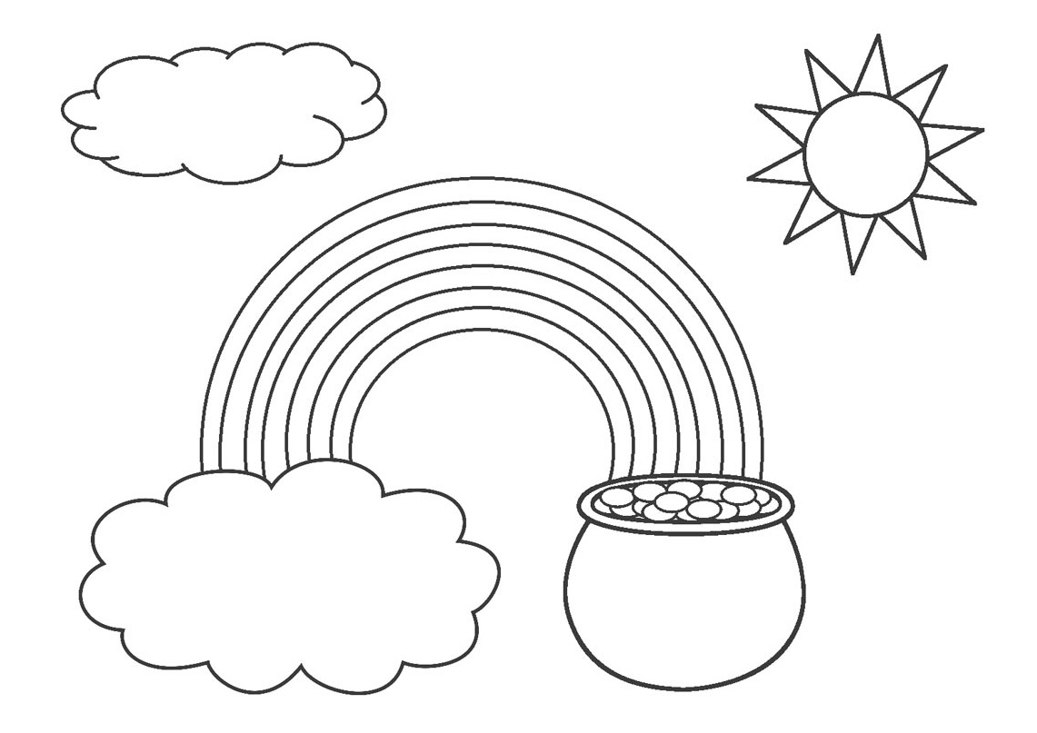 St Patricks Day Leprechaun Pot Of Gold Rainbow Coloring Pages For Kids Print Color Craft