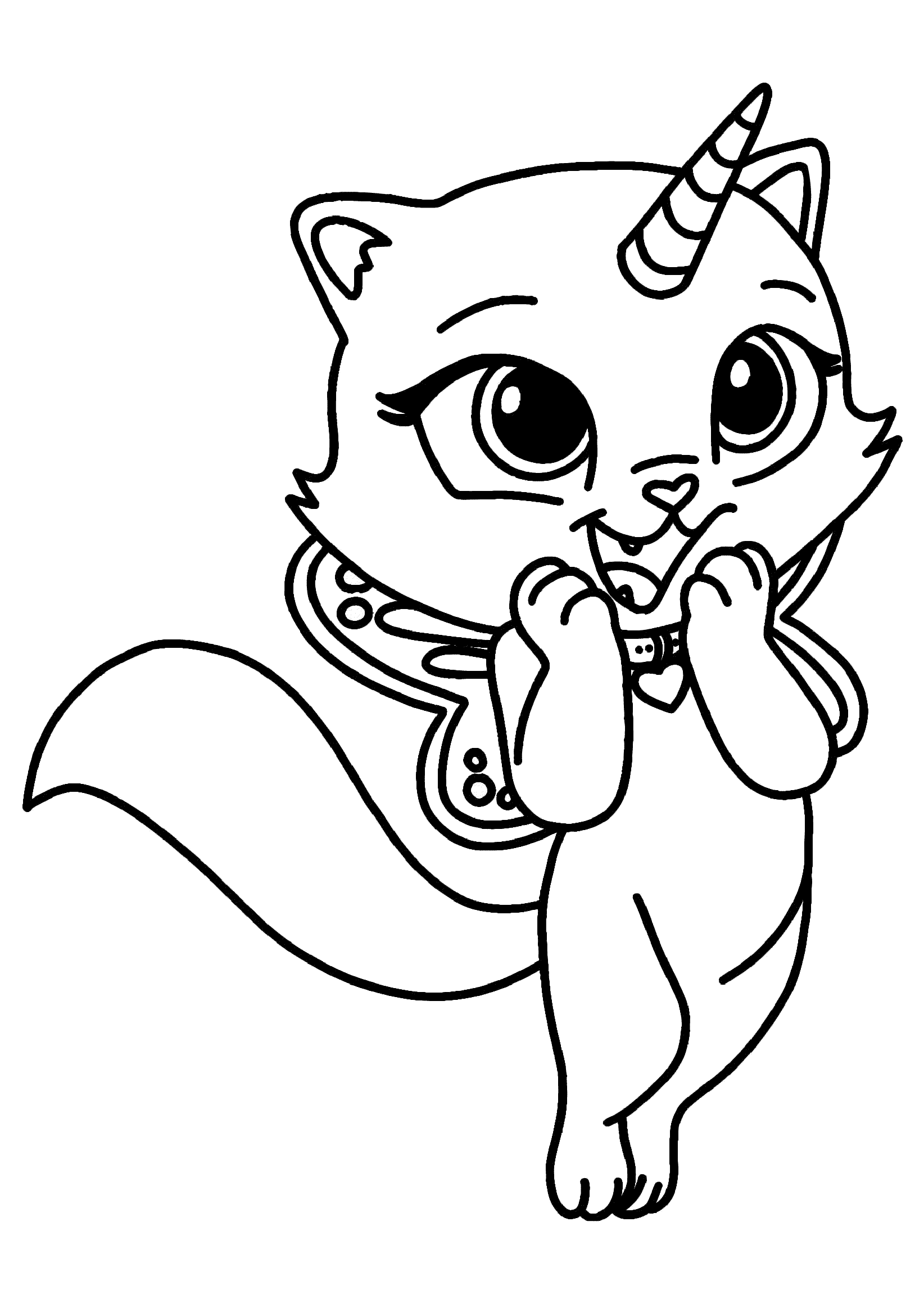 Unicorn Flying Cat with Butterfly Wings Cute Cat Coloring Pages