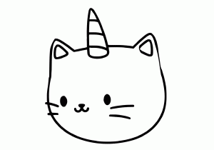 Unicorn Kitty Face Easy Cat Coloring Page