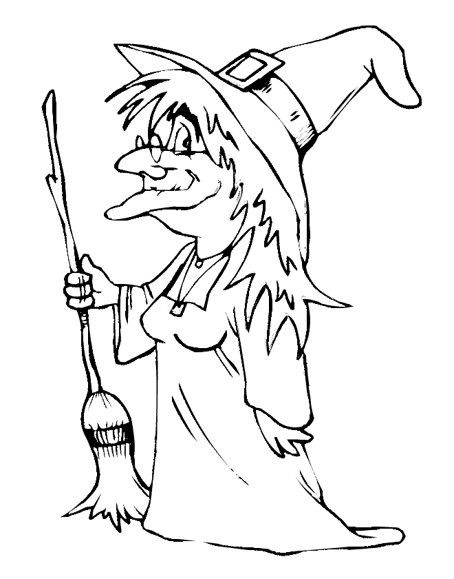 Wise Experience Sorceress Witch Coloring Page for Kids