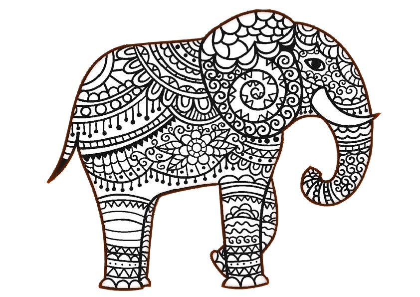 Zentangle Elephant Coloring Pages - Print Color Craft