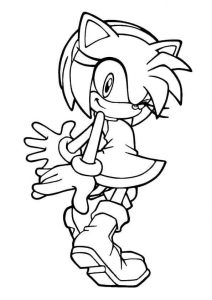 Amy Rose Cute Looking Friendly and Caring Girl Hedgehog Sonic the Hedgehog Coloring Pages
