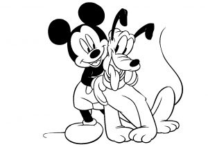 Cute Friends Mickey Mouse and Pluto Dog Coloring Pages