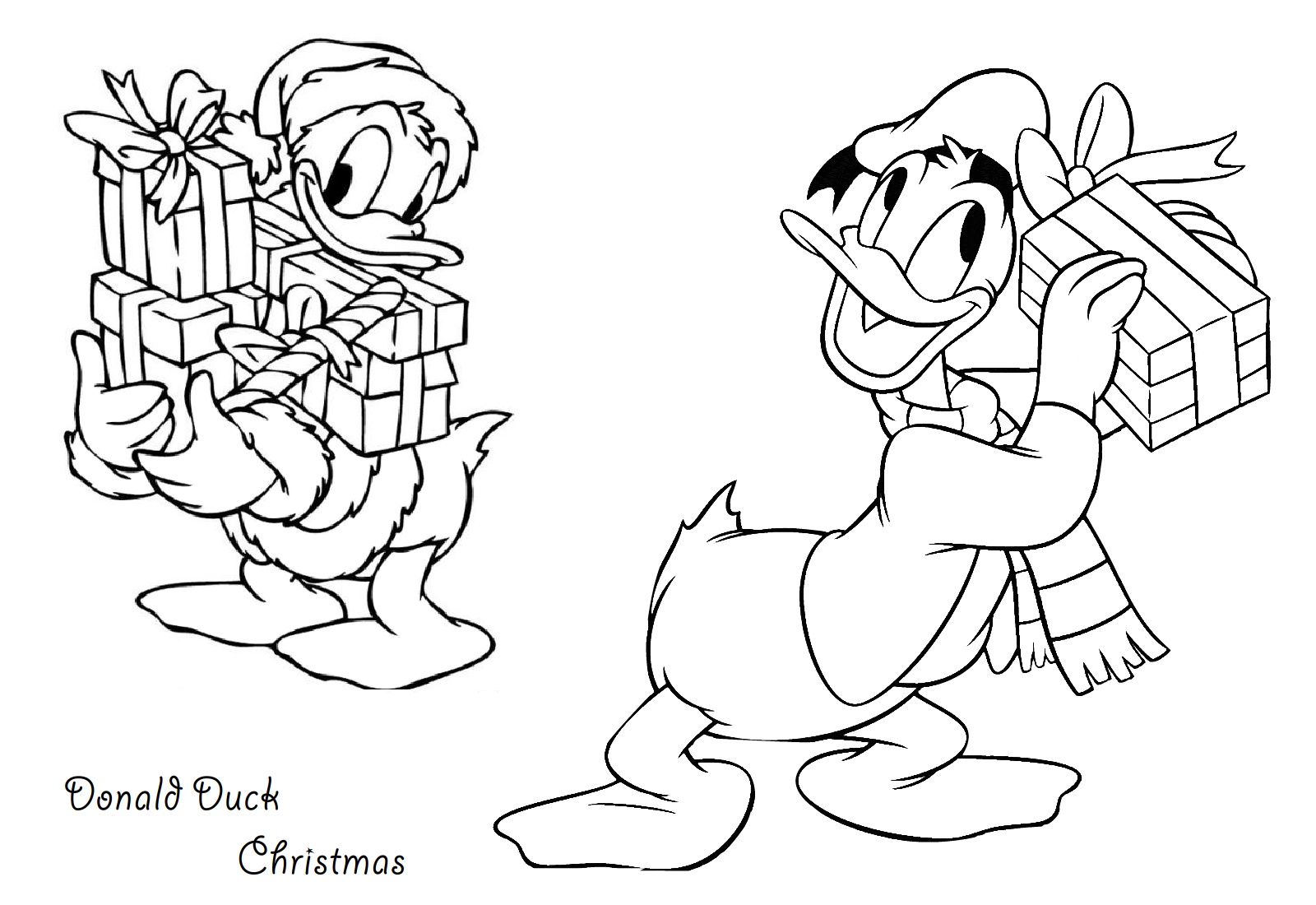 Donald Duck Christmas Coloring Pages Print color craft