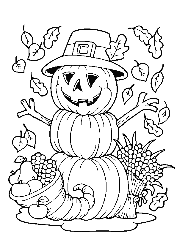 Free Thanksgiving Pumpkin Scarecrow Coloring Pages