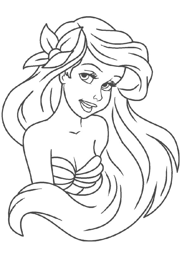 Looking Princess Ariel The Little Mermaid Coloring Pages