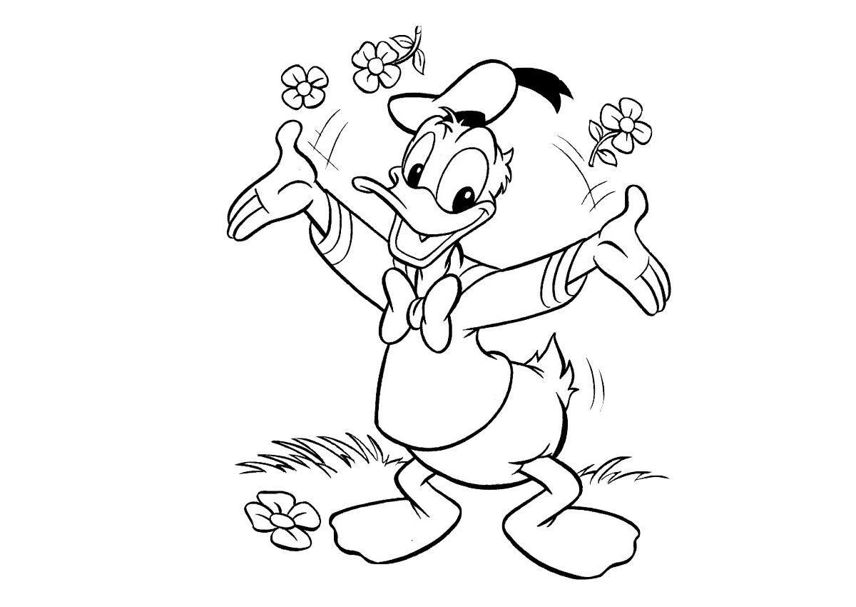 Happy Disney Donald Duck Coloring Pages