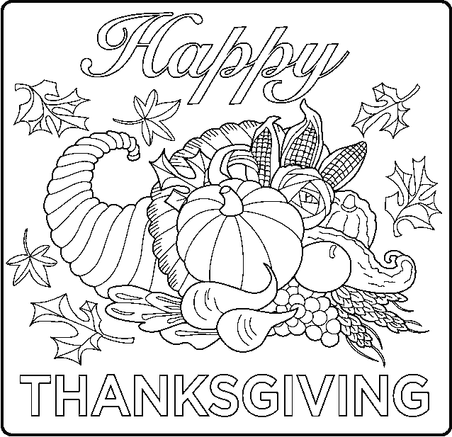 Happy Thanksgiving Cornucopia Coloring Pages