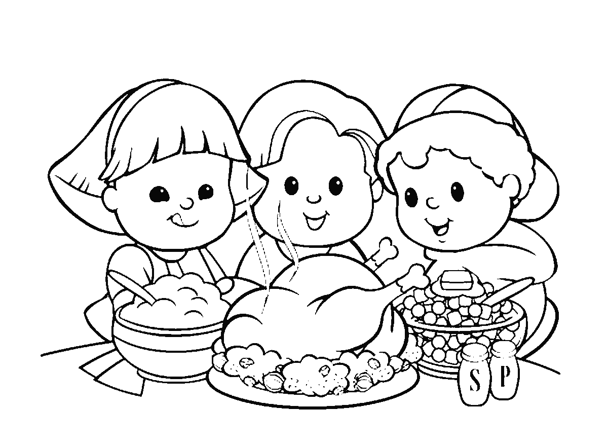 Little People Thanksgiving Coloring Page copy