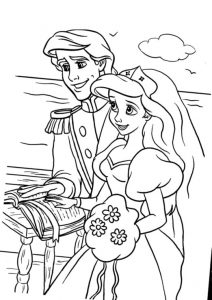 Mermaid Ariel and Prince Eric Wedding Day Coloring Pages