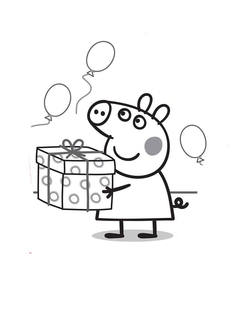 Coloring Peppa Pig Birthday Cake Coloring Pages