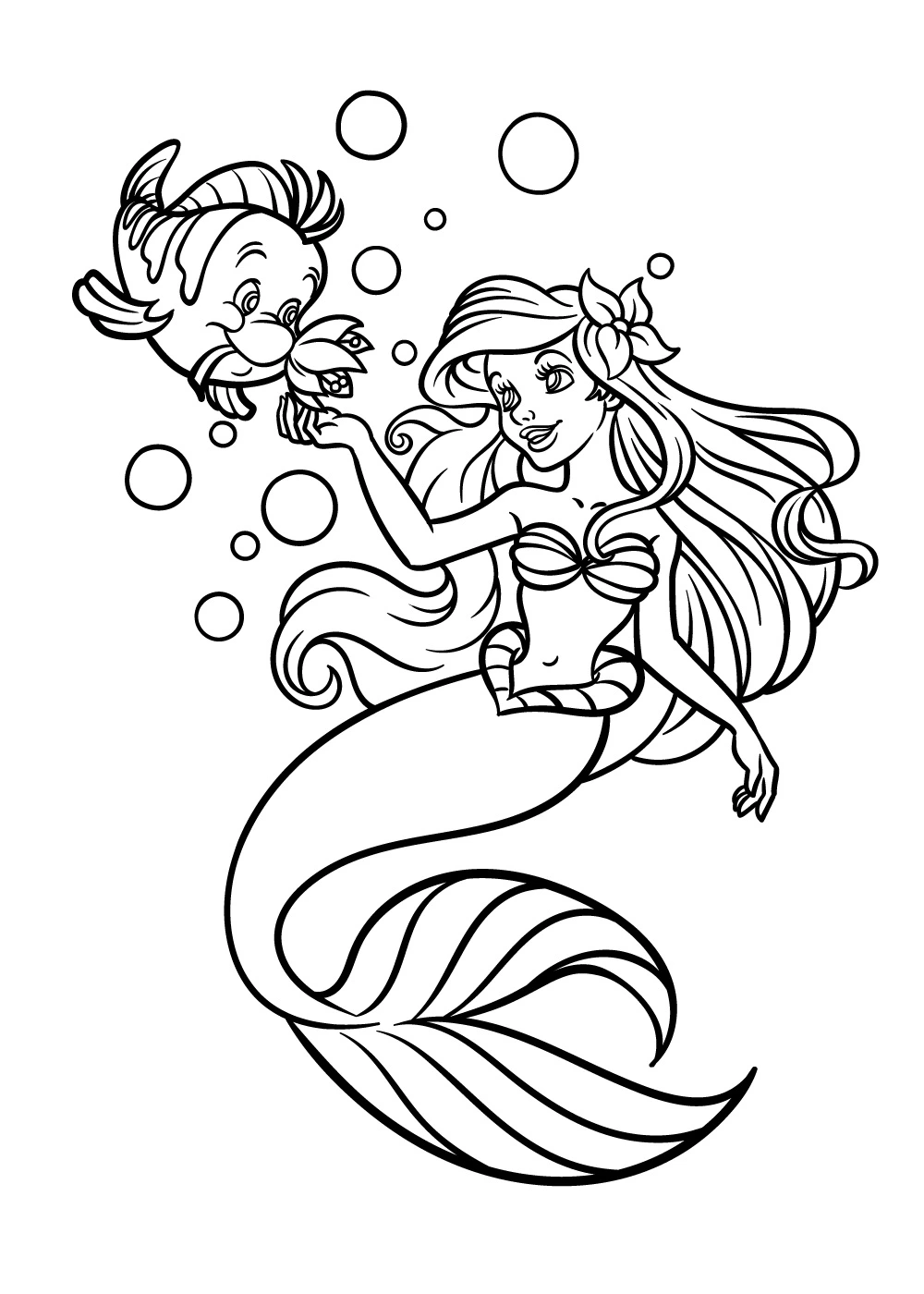 Printable Ariel and Flounder the Fish