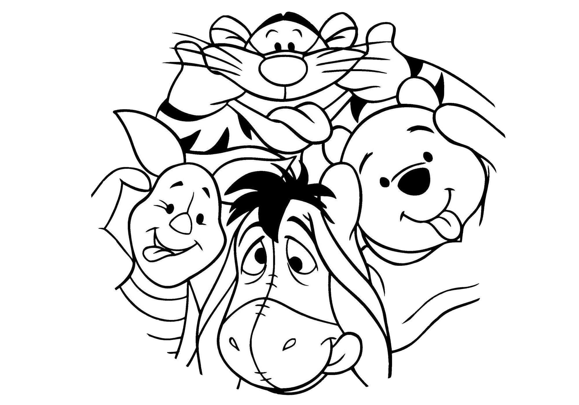 Walt Disney Winnie Pooh And Friends Funny Faces Disney Coloring Pages 
