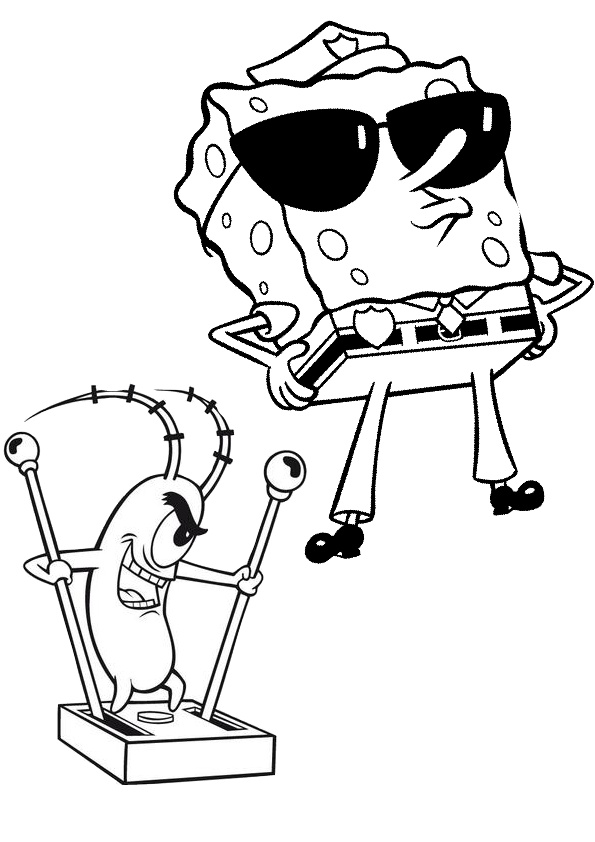 Cool Spongebob and Plankton Coloring Pages
