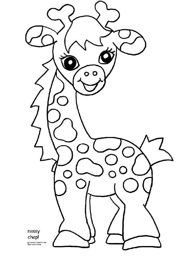 Cute Looking Baby Giraffe Coloring Pages