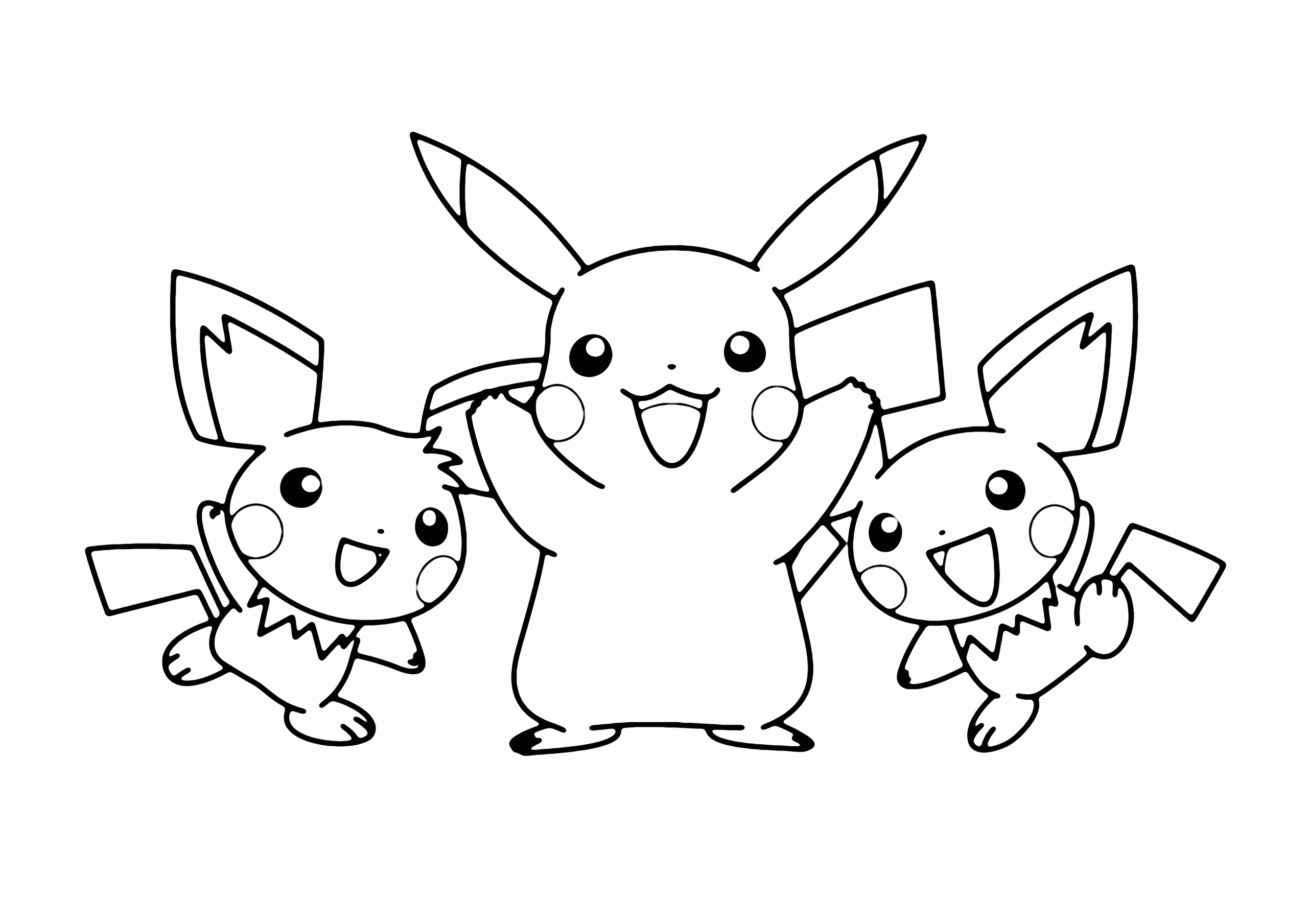 Easy Pokemon Baby Pichu and Pikachu Coloring Page