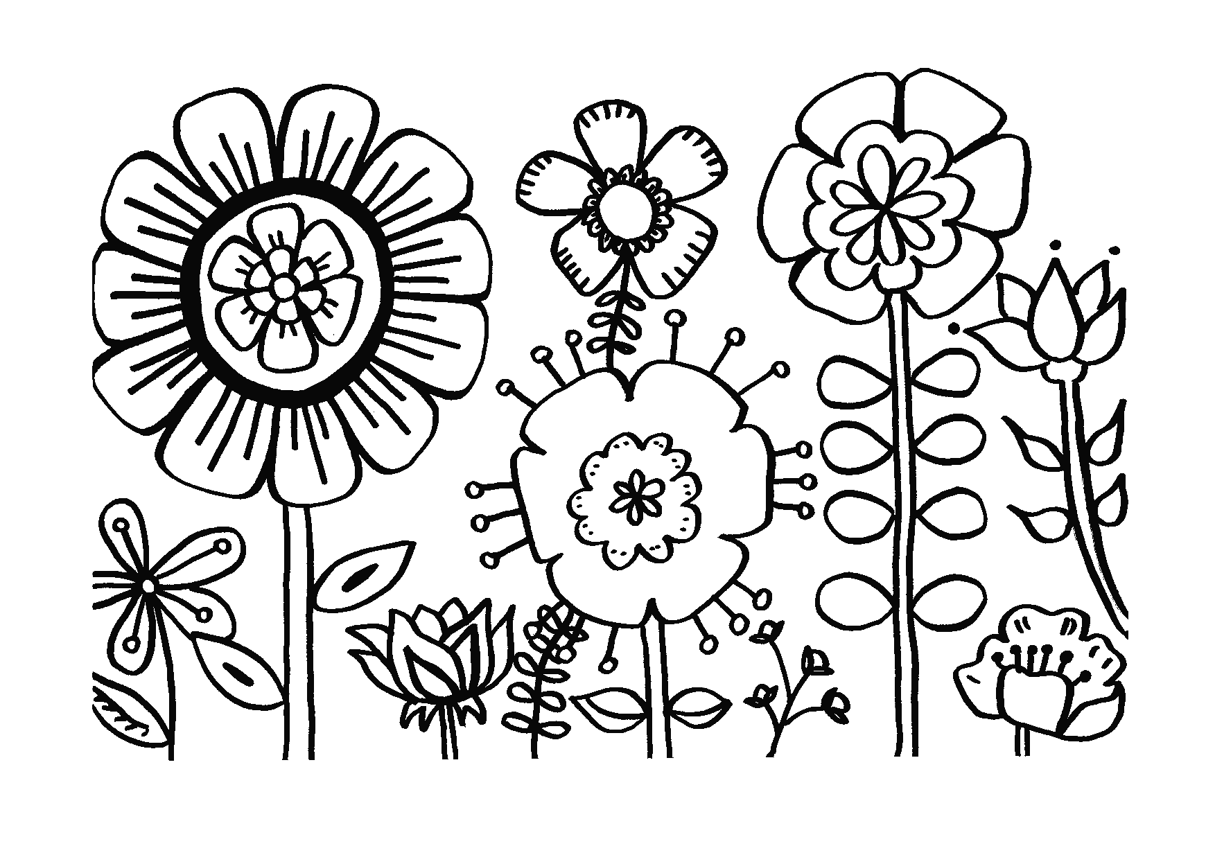 Easy Summer Flower Coloring Pages