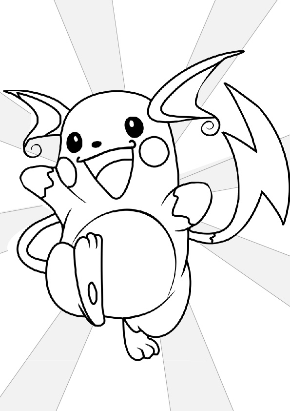 Electric-type Thunders Stone Evolution from Pikachu Raichu Pokemon Coloring Pages