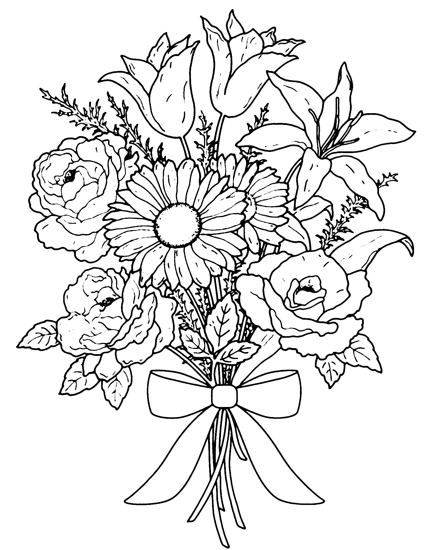 40Printable Flower Coloring Pages for Adults & Kids - Print Color Craft