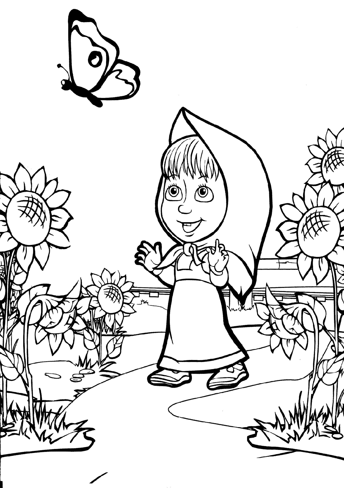 Masha And The Bear Coloring Pages Masha Following