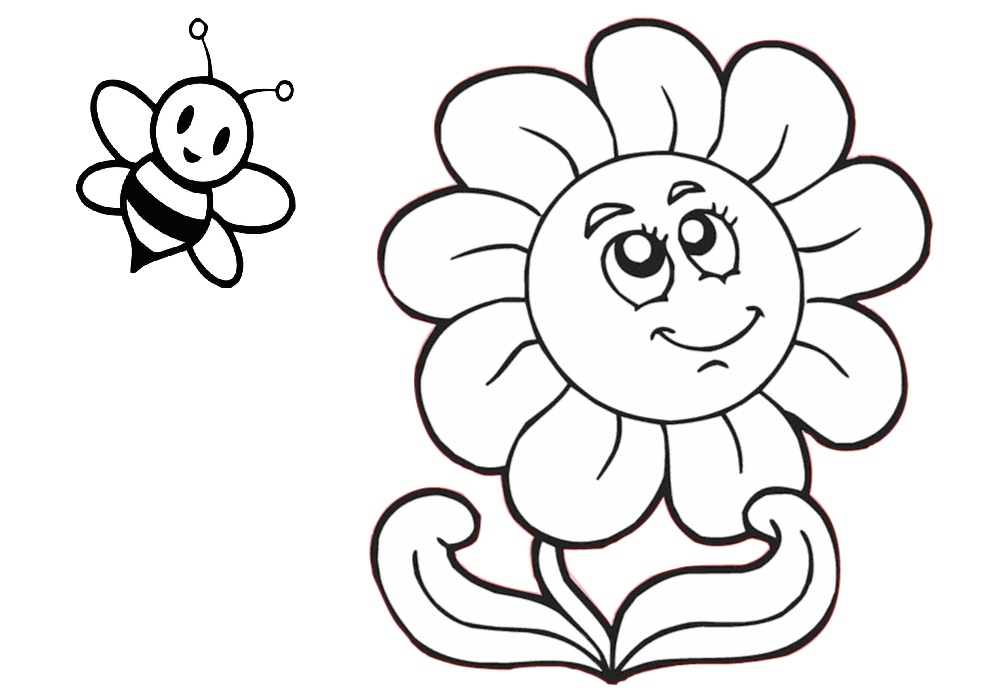 Printable Easy Sunflower Coloring Pages for Preschool Toddlers