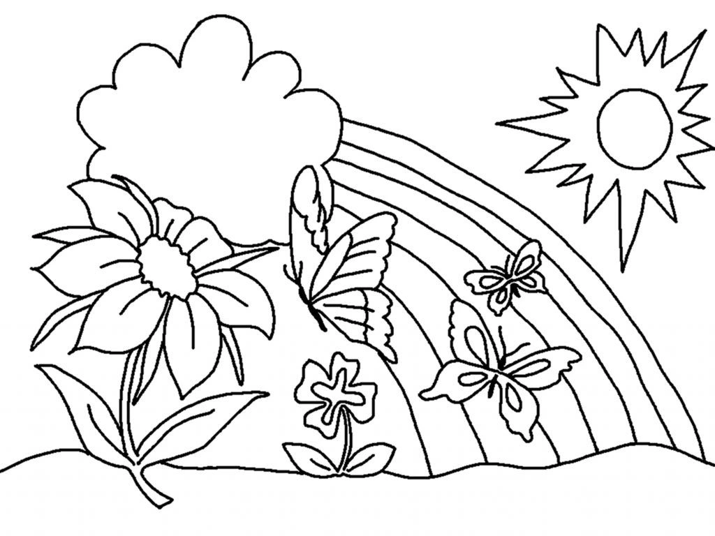 Rainbow Printable Flower Coloring page