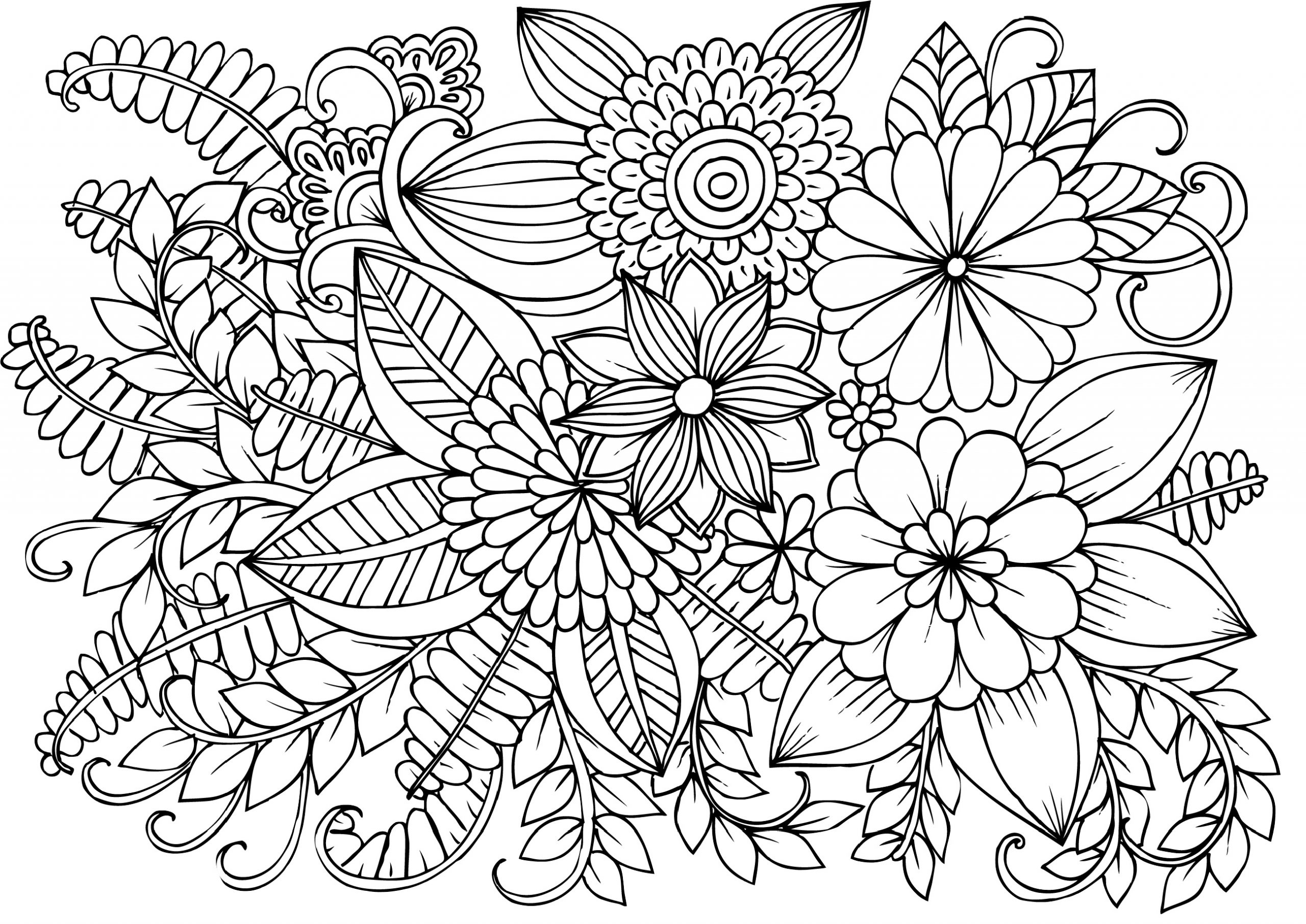 Download Very Detailed Flowers Coloring Pages for Adults Hard to ...