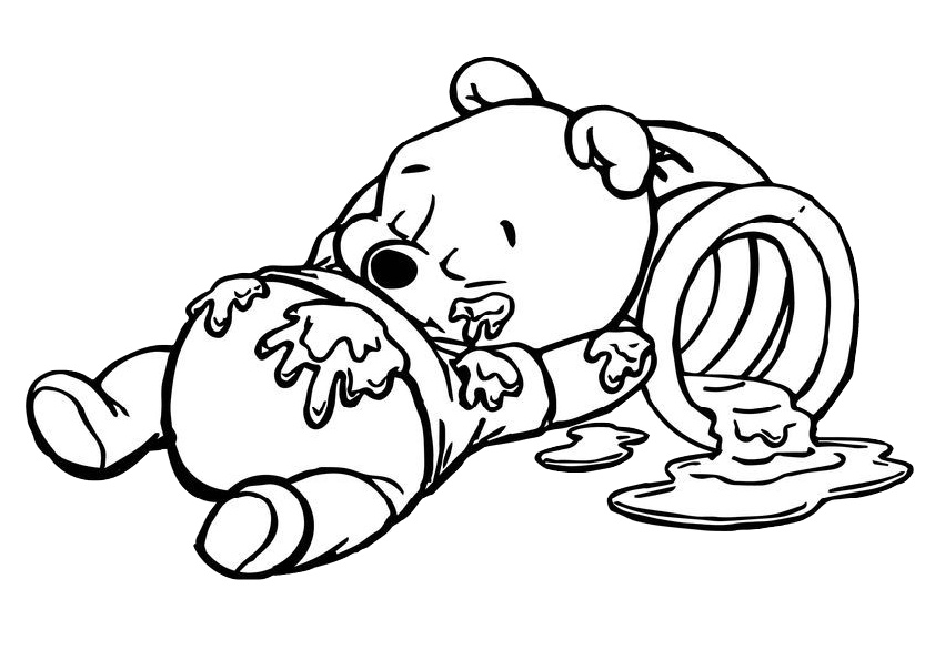 Baby Winnie Pooh Napping After Lunch Coloring Pages