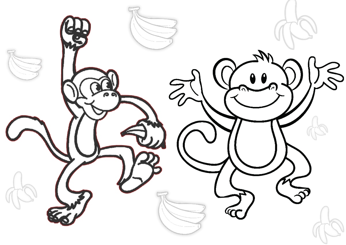Banana Banana Everywhere Go for it Monkey Coloring Pages