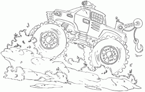 Blue Thunder Monster Truck Coloring Page Truck on Rough Terrain