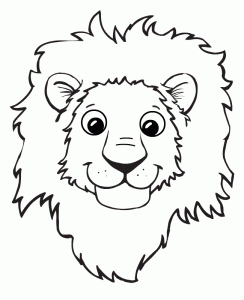Cute Lion Face Coloring Pages for Preschool Toddlers