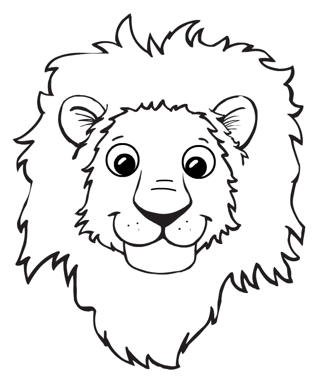 Cute Lion Face Coloring Pages for Preschool Toddlers - Print Color Craft