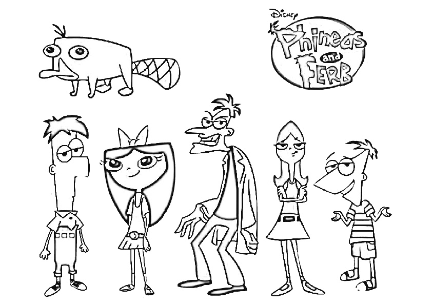 Disney Phineas and Ferb All Characters Coloring Pages