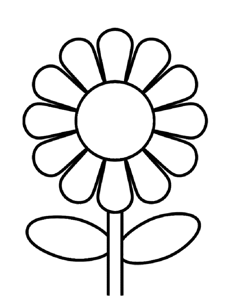 Easy to Draw and Color Preschool Sunflower Coloring Page - Print Color