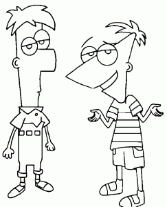 Funny Phineas and Ferb Coloring Page
