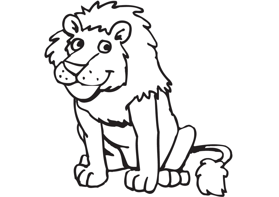 Funny and Smiling Faced Lion Coloring Pages for Preschool Kids