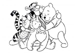 Happy Friendship Day Winnie Pooh Tigger Piglet Eyeore Coloring Pages