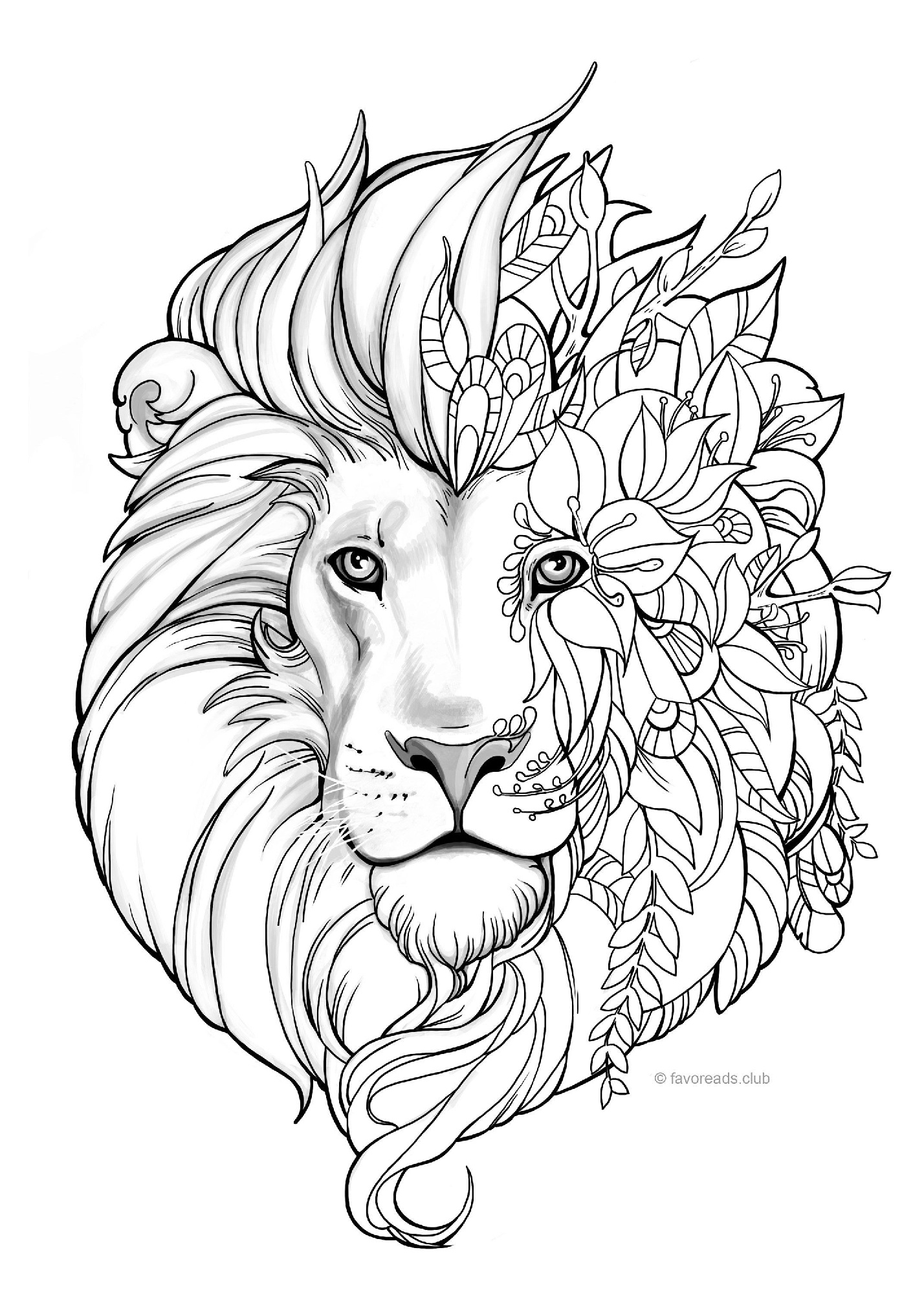 Mandala Lion Adult Coloring Pages Hard to Color Lion Pages  Print