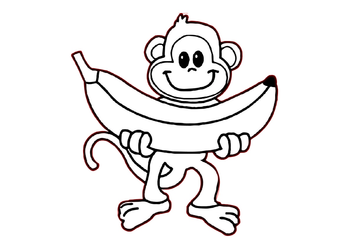 Monkeys Love Banana Animal Coloring Pages for Kids - Print Color Craft