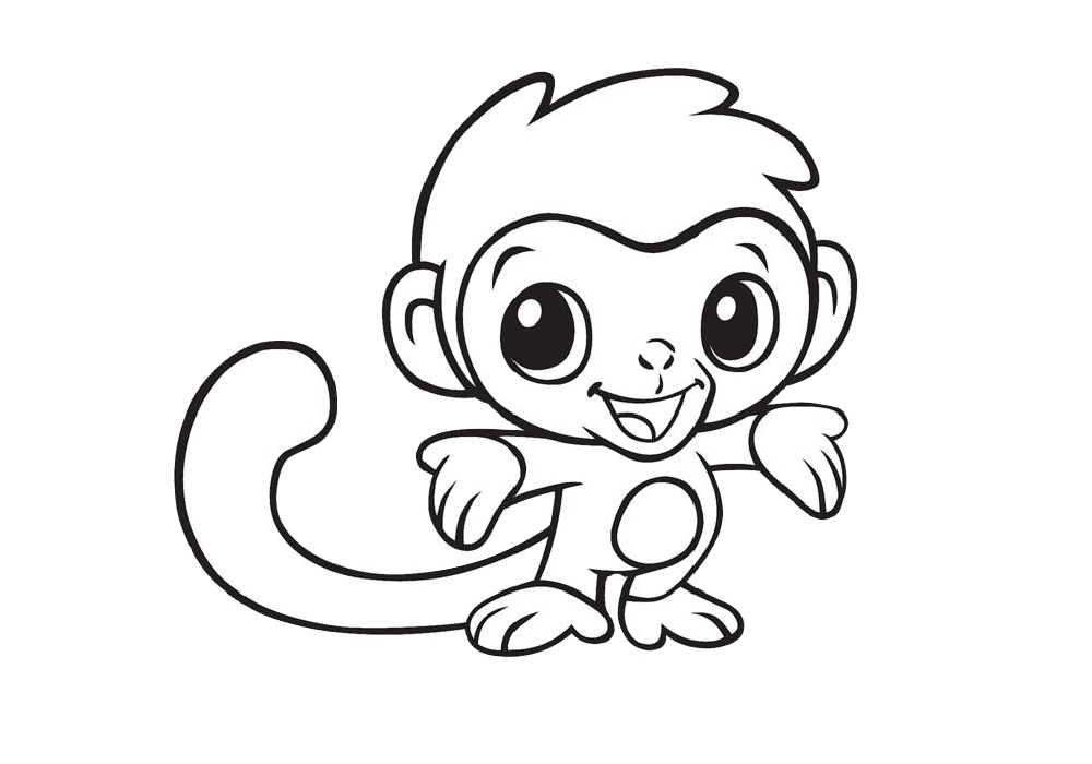 Out from Jungle Adorable Little Monkey Coloring Pages