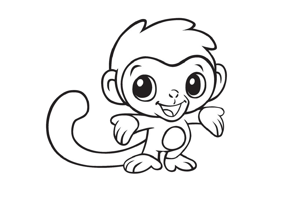 Out from Jungle Adorable Little Monkey Coloring Pages - Print Color Craft