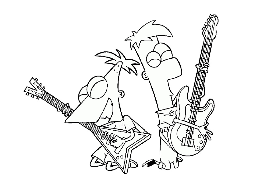 Phineas and Ferb Rockstars Coloring Pages