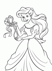 Princess Ariel Coloring Pages Ariel The Little Mermaid with a Pearl Jewelry