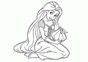 Princess Rapunzel with Sun Lantern Cute Princess Coloring Pages