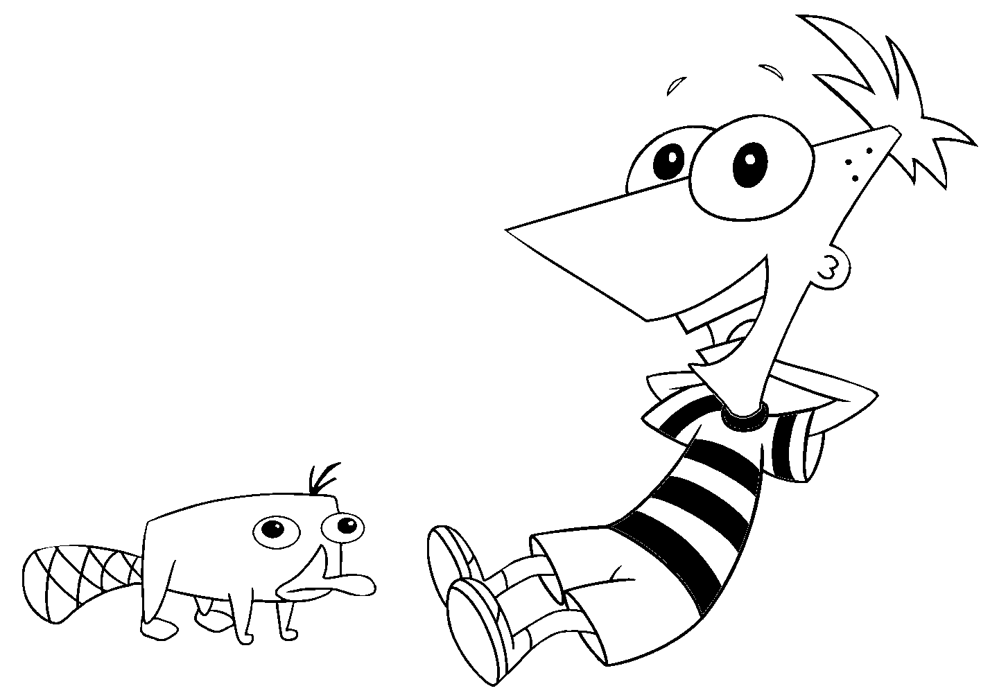 Printable Coloring Page of Perry the platypus with Phineas & Ferb