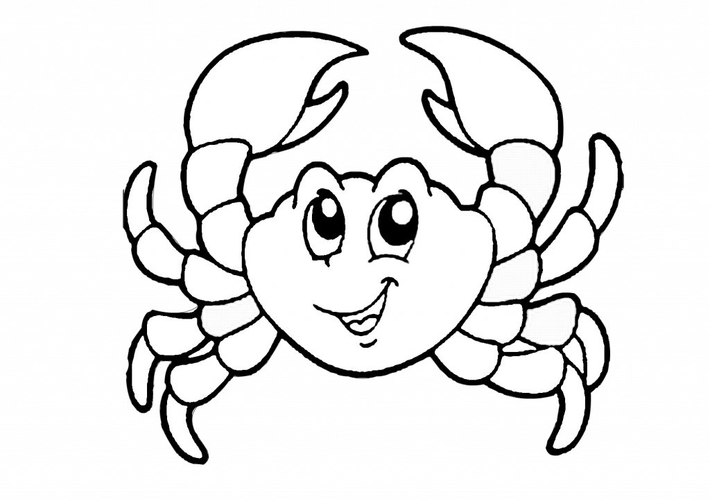 Download Printable Easy Cartoon Crab Coloring Pages for Preschool Kids - Print Color Craft