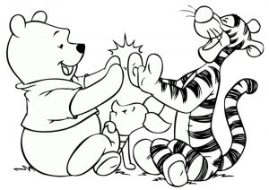 Walt Disney Tigger and Winnie Pooh Playing with Piglet Printable Coloring Pages