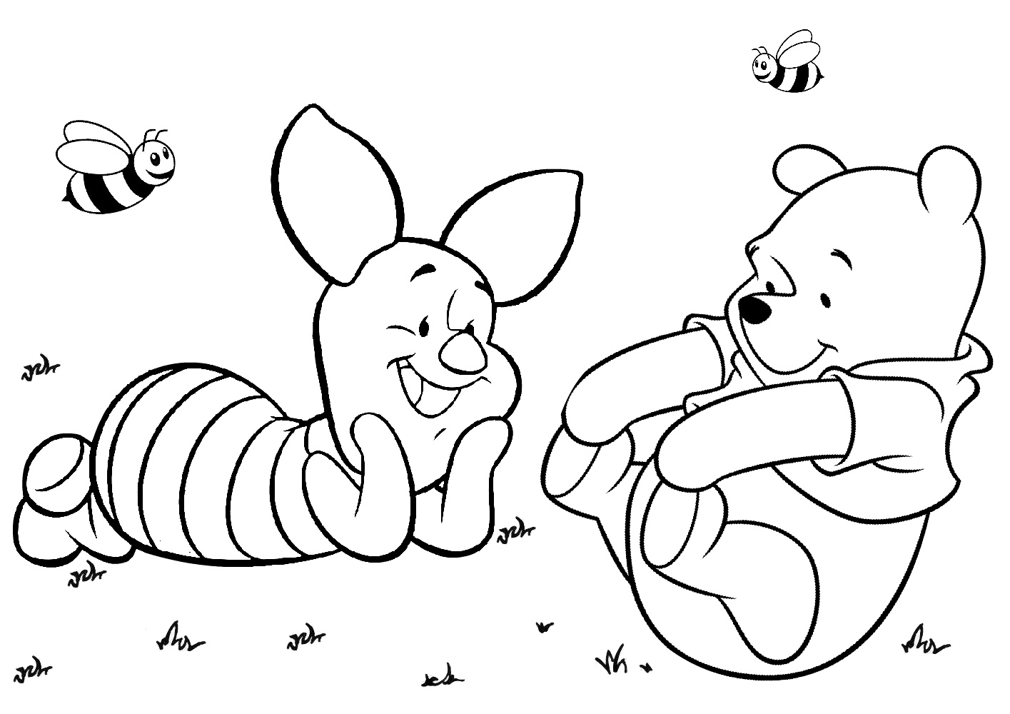 Winnie the Pooh and Piglet Coloring Pages