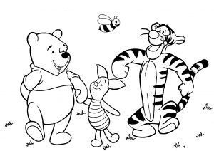 Winnie Pooh Piglet and Tigger on a Long Walk Coloring Pages
