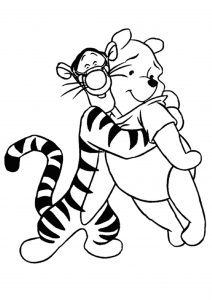Winnie Pooh and Tigger Looking Excited Disney Coloring Pages